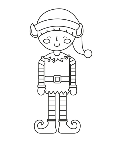 Navidad carácter elfo aislado icono — Vector de stock