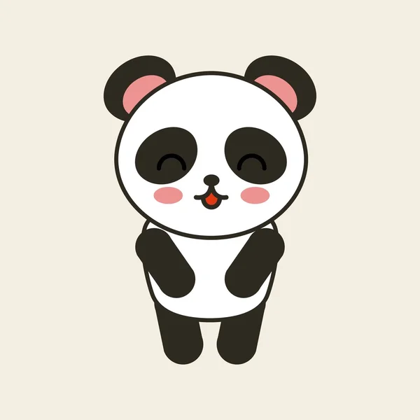 Lindo oso panda tierno aislado icono — Vector de stock