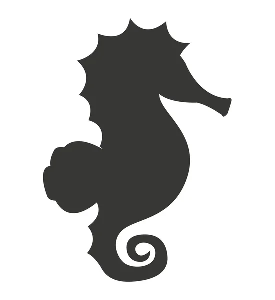 A Sea horse silhouette elszigetelt ikon — Stock Vector