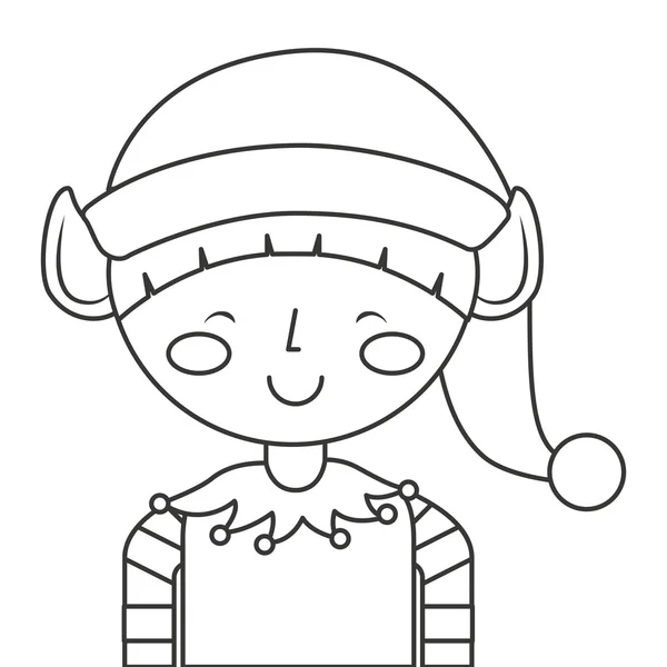 Christmas elf character isolated icon — Stock Vector