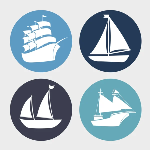 Barca legno icona marina — Vettoriale Stock
