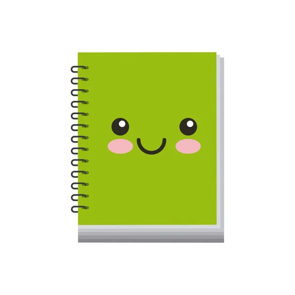 Libro carácter kawaii aislado icono — Vector de stock