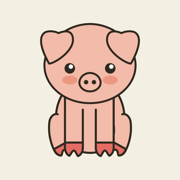 Cute pig tender isolated icon — Stock Vector