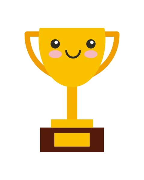 Trofeo kawaii carácter aislado icono — Vector de stock