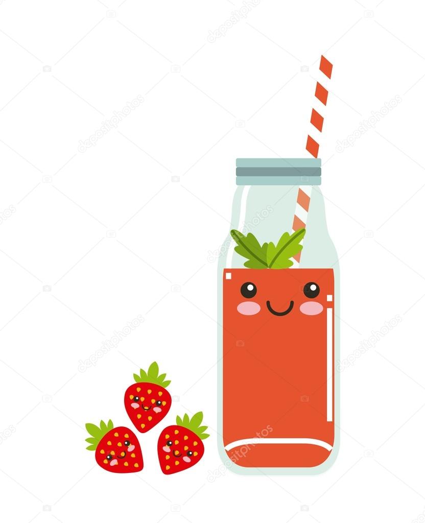 Resultado de imagen para jugo de fresa kawaii