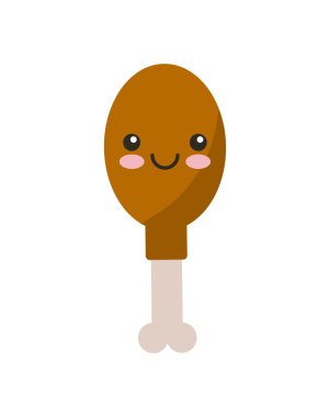 Tavuk eti kawaii karakter izole simgesi