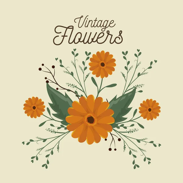 Icono de decoración de flores vintage — Vector de stock