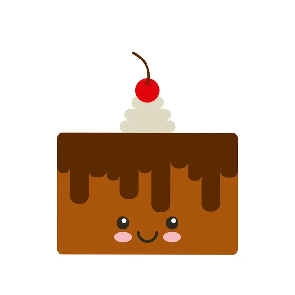 Delicious cake kawaii character — Stock Vector