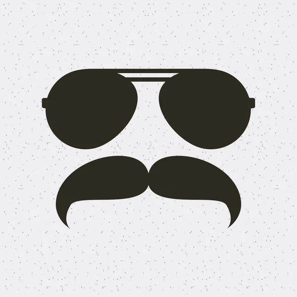Óculos e bigode hipster estilo ícone isolado — Vetor de Stock
