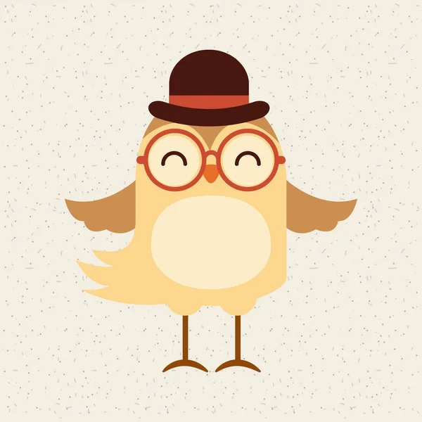 Cute animal with hat and glasses hipster style — Stock Vector