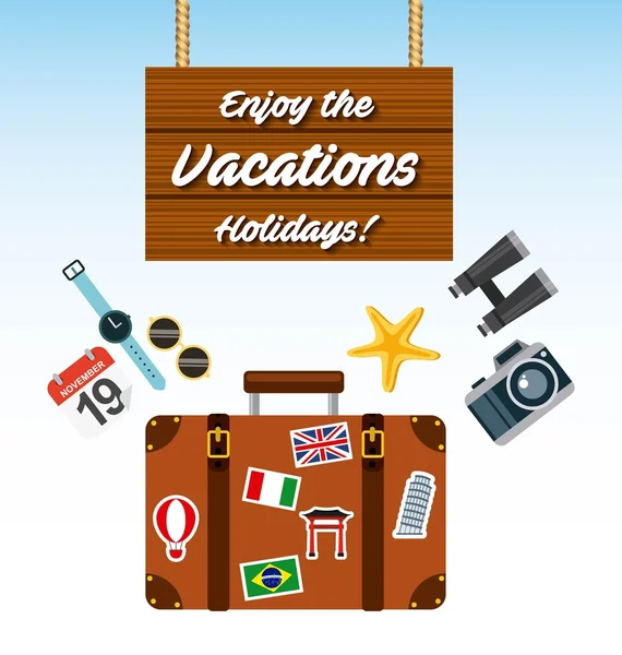 Desfrutar de férias viagens ícone isolado — Vetor de Stock