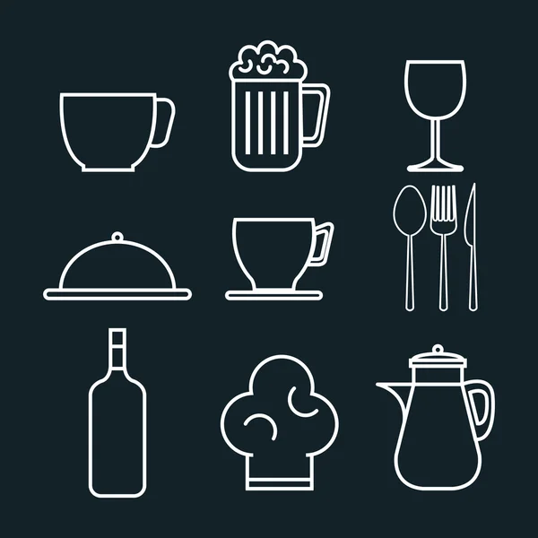 Menu restaurant ensemble icônes — Image vectorielle