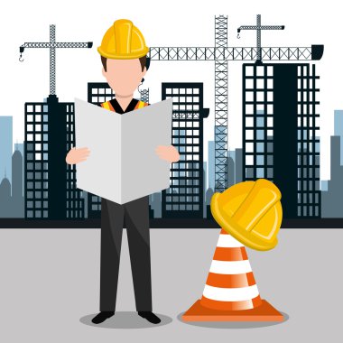 Şehir inşaat cityscape arka plan simgesinin altında