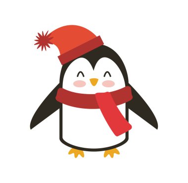 sevimli hayvan neşeli Noel izole simgesi