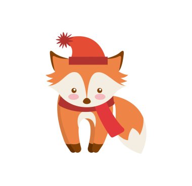 sevimli hayvan neşeli Noel izole simgesi