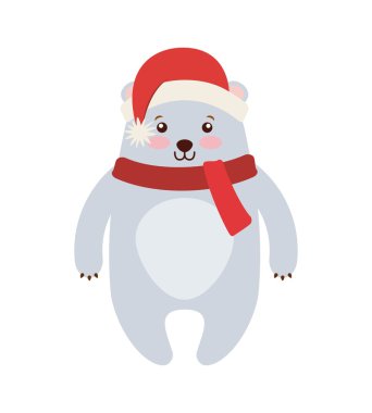 sevimli hayvan neşeli Noel izole simgesi