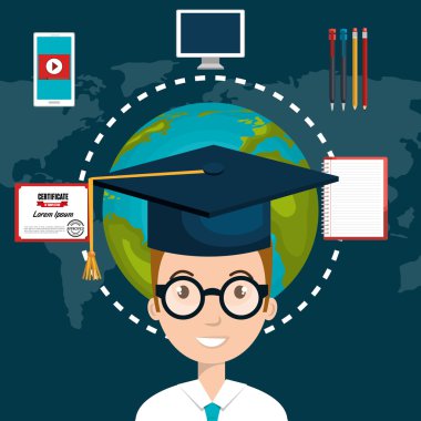 Öğrenci e-öğrenme eğitim simgesi