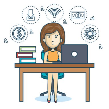 kişi çalışan office simgesini