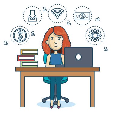 kişi çalışan office simgesini