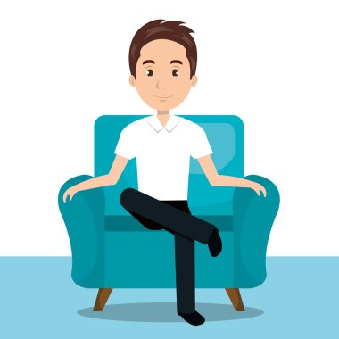 kanepe kutsal kişilerin resmi üstünde oturan adam