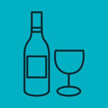 şarap şişesi ve fincan izole simgesi