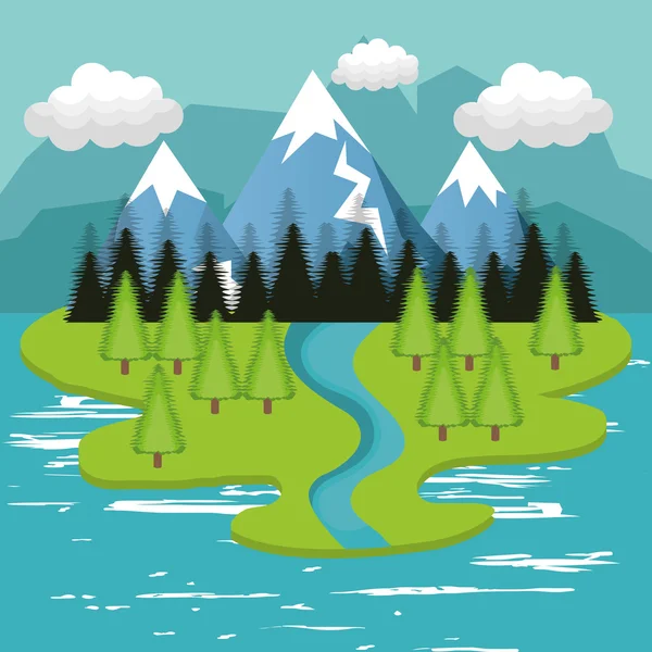 Beautiful landscape background icon — Stock Vector