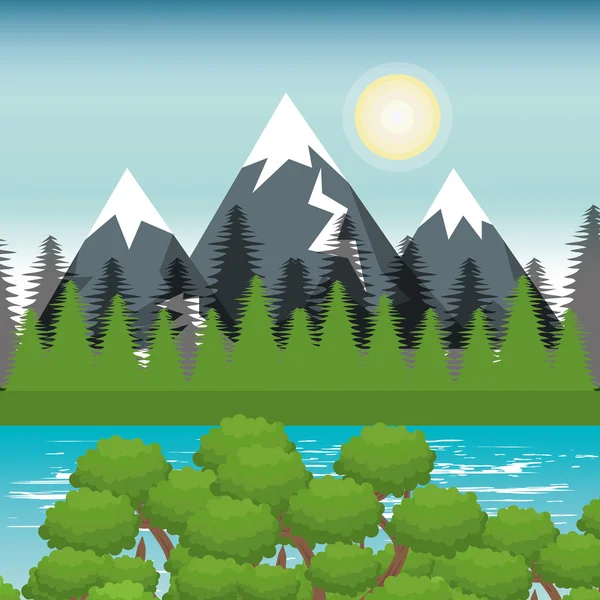 Hermoso paisaje icono de fondo — Vector de stock