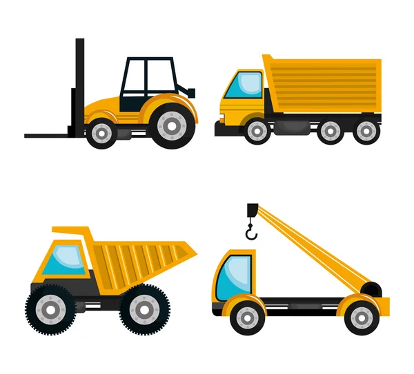 Set vehicles construction machinery — Stock Vector