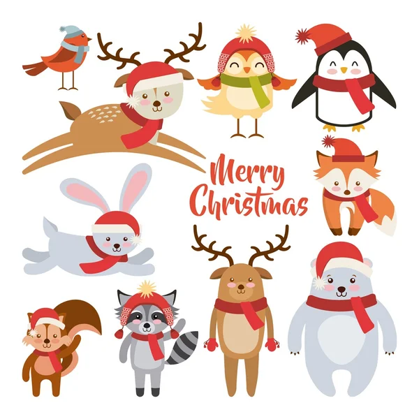 Animal bonito feliz Natal ícone isolado —  Vetores de Stock