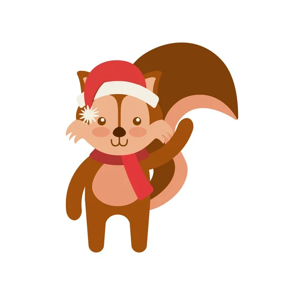 Lindo animal feliz Navidad aislado icono — Vector de stock