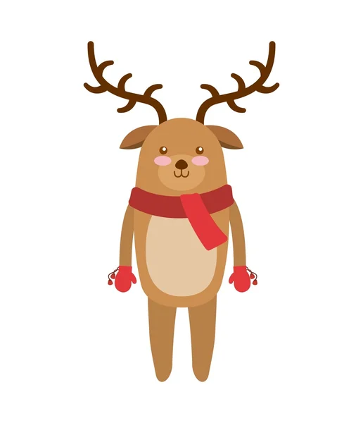 Χαριτωμένο ζώο χαρούμενα Χριστούγεννα απομονωμένες εικονίδιο — Διανυσματικό Αρχείο
