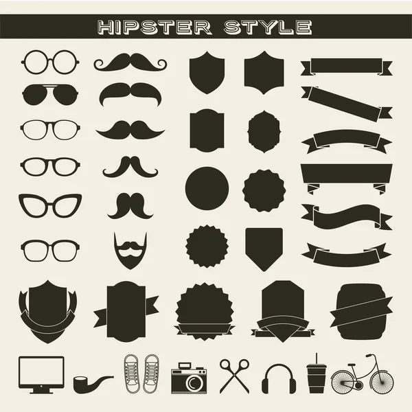 Hipster-Stil Set Sammlung isolierte Symbole — Stockvektor