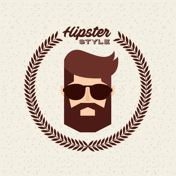 Cabeza hombre hipster estilo aislado icono — Vector de stock