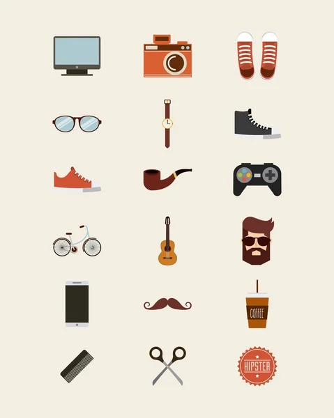 Hipster-Stil Set Sammlung isolierte Symbole — Stockvektor