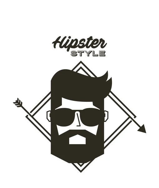 Cabeça homem hipster estilo isolado ícone — Vetor de Stock