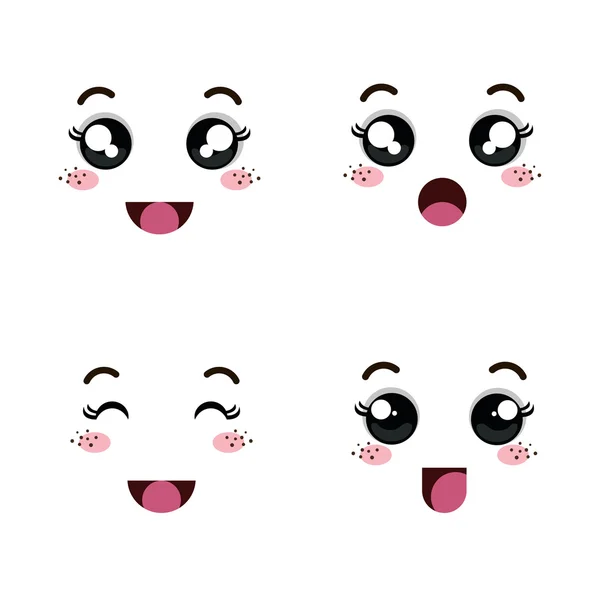 Conjunto de caras de emoticonos — Vector de stock