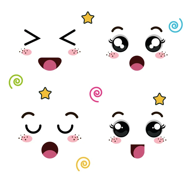 Conjunto de rostos de emoticon —  Vetores de Stock