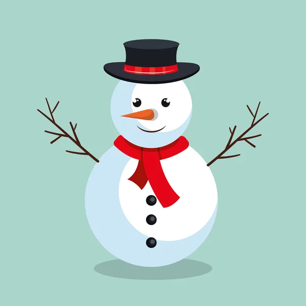 Snowman christmas karakter pictogram — Stockvector