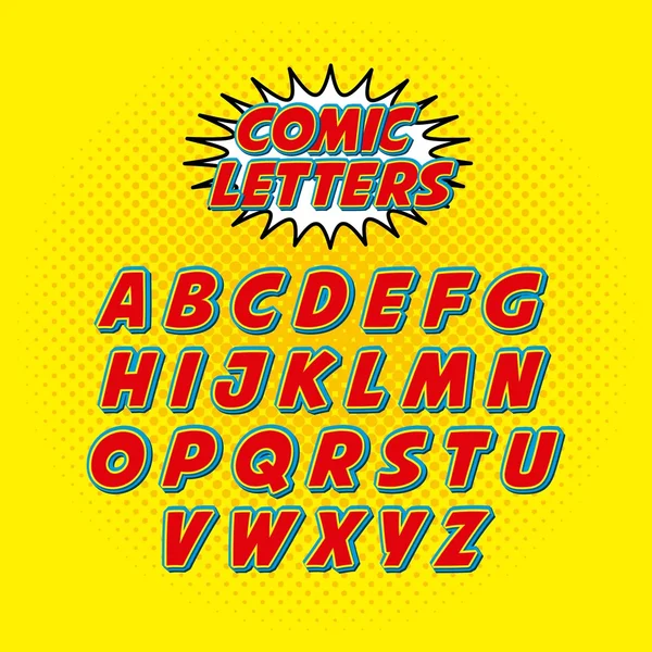 Comic-Schrift Alphabet Pop Art — Stockvektor