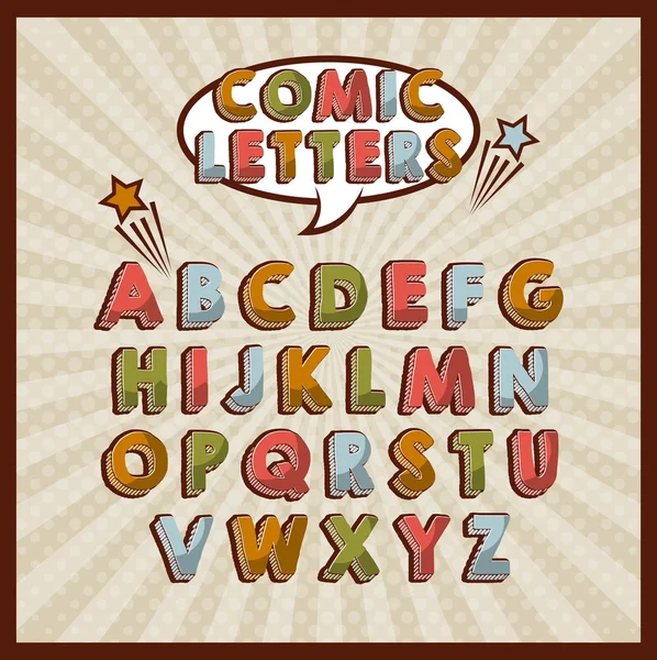 Comic-Schrift Alphabet Pop Art — Stockvektor