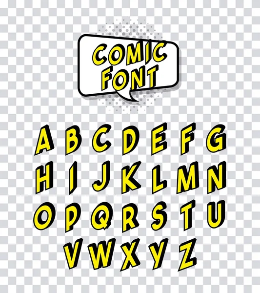 Comic font alphabet pop art — Stock Vector