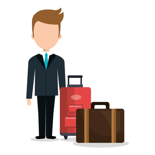 男性ビジネスマンのスーツケース アイコン — ストックベクタ
