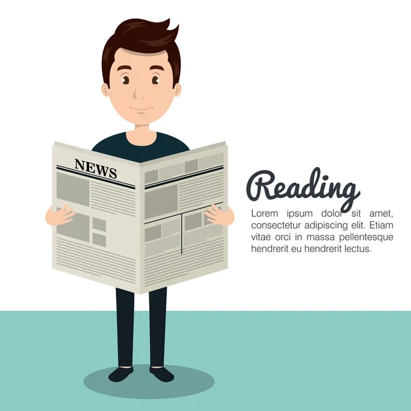 Άνθρωπος ανάγνωση εφημερίδων εικονίδιο — Διανυσματικό Αρχείο