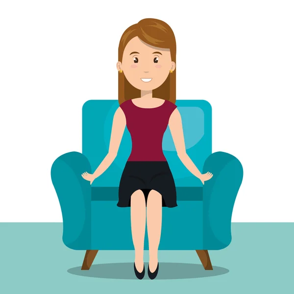 Donna seduta sull'icona del divano — Vettoriale Stock