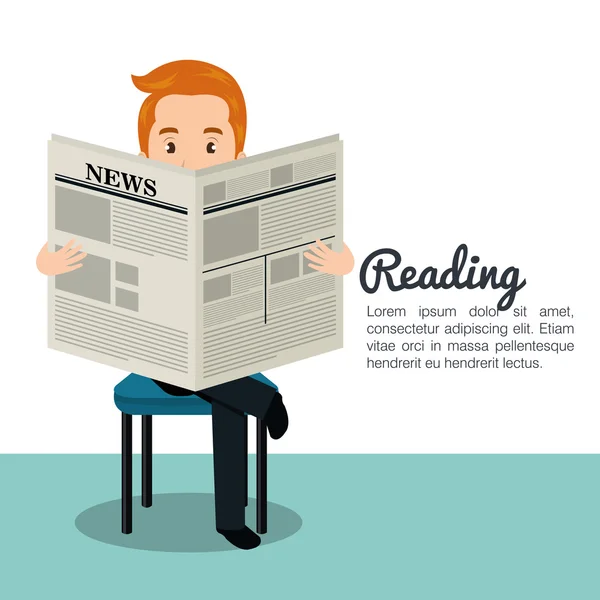 Az ember olvasó újság ikon — Stock Vector