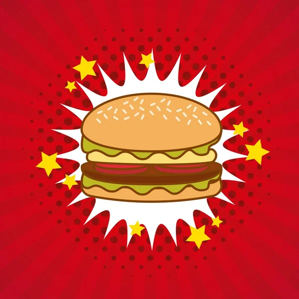 Hamburger bande dessinée pop art — Image vectorielle