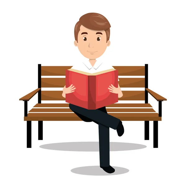 Hombre leyendo icono de libro de texto — Vector de stock