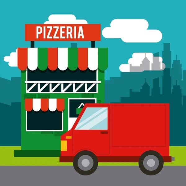 Levering pizza restaurant snel — Stockvector