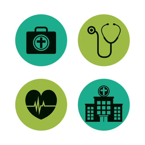 Set icone sanitarie mediche — Vettoriale Stock
