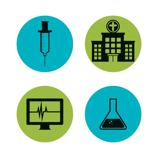Set icone sanitarie mediche — Vettoriale Stock